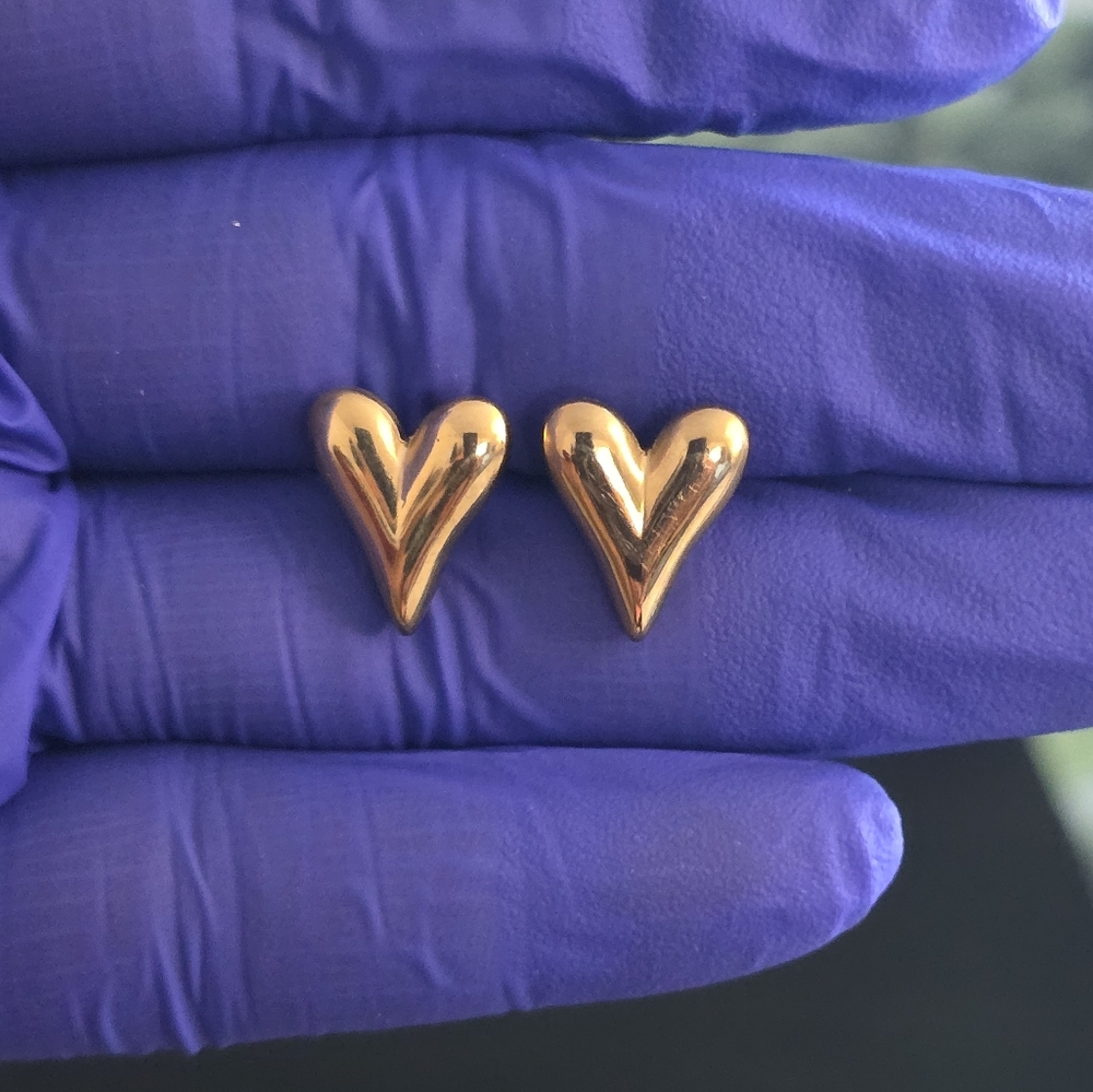 18K Gold Plated Stainless Steel Heart Stud Earrings